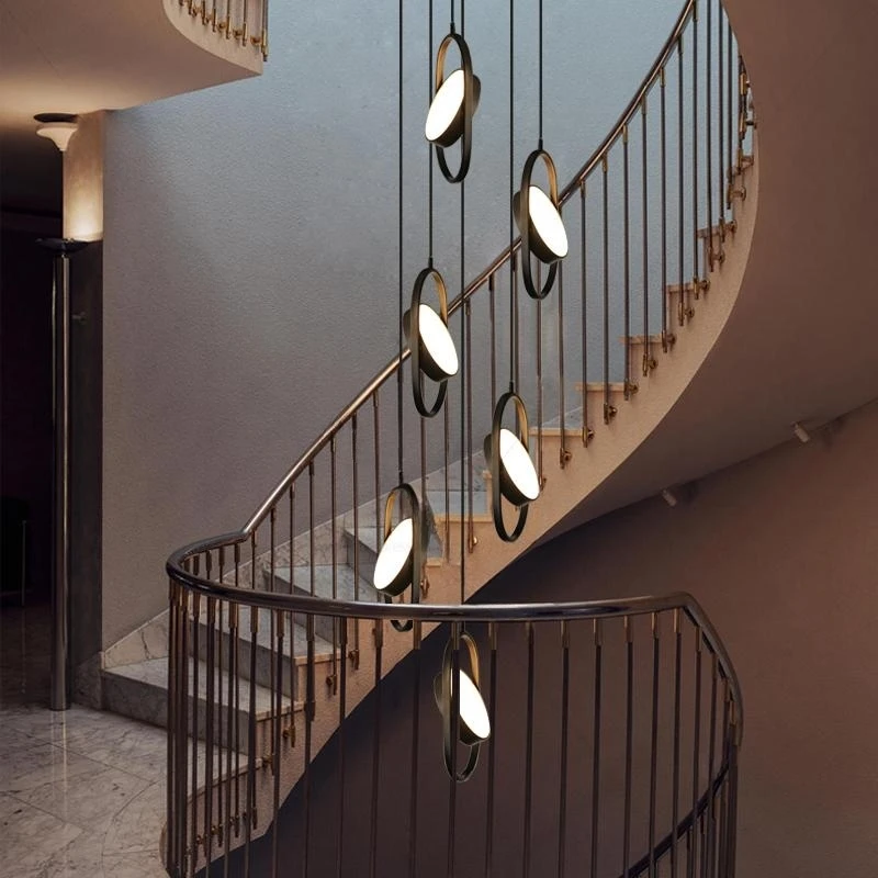 Oval Ring Pendant Lamp Designer Villa Living Room Lamp Minimalist Black Restaurant Home Decoration Hanging Staircase Chandelier