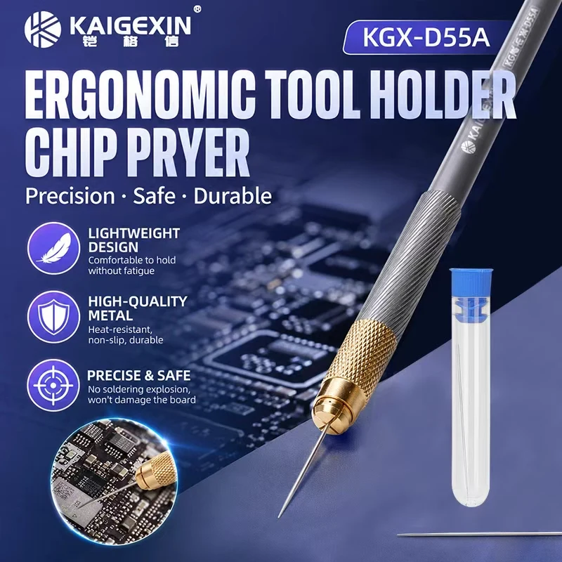 

KAIGEXIN KGX-D55A Precision Chip Pry Tool Set Non-slip Handle Metal Needle for Phone Motherboard Soldering Repair Soldering Work
