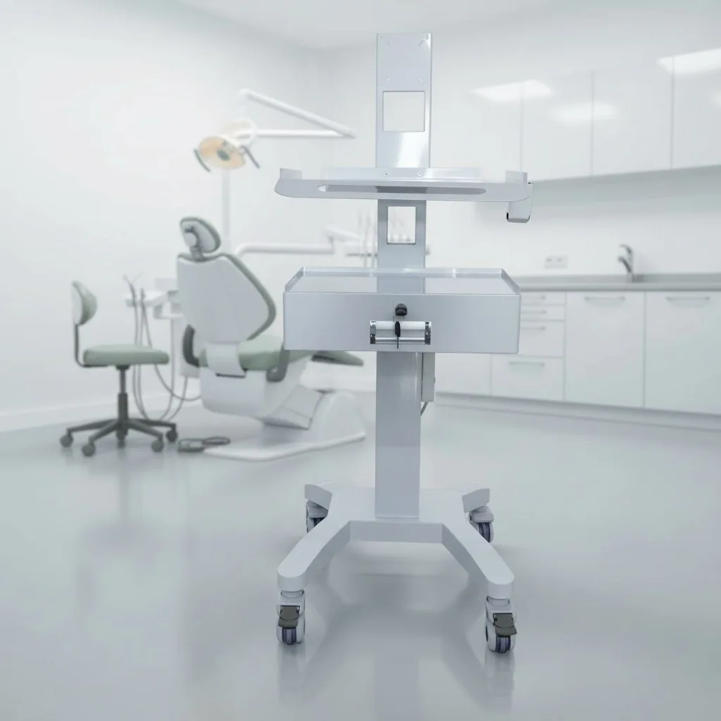 Dentals Scan Cart Clinic Oral Cosmetic Instrument Notebook Mouth Scan Cart Mobile Computer Desk with Drawer