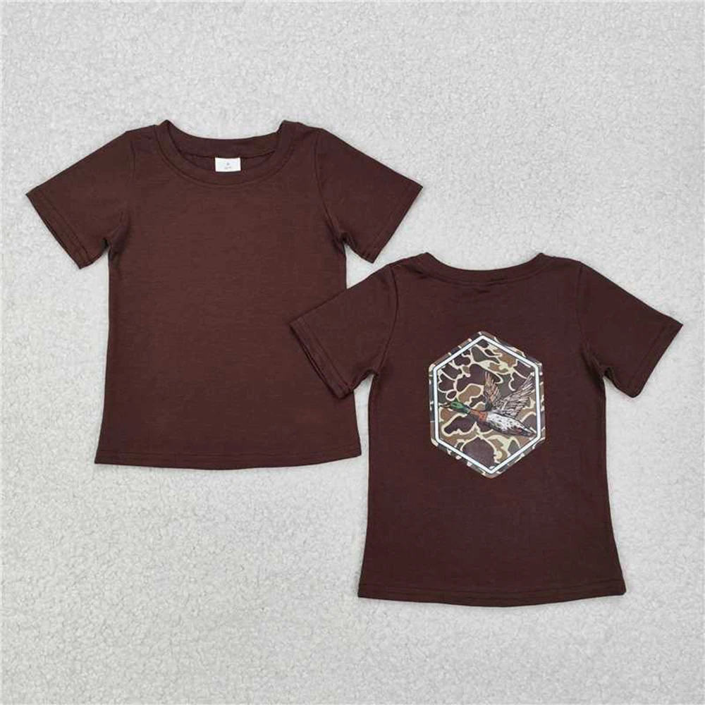Baby Boys Summer Tops Baby Boys Brwon Camo Duck Short Sleeve Tee Shirts Tops