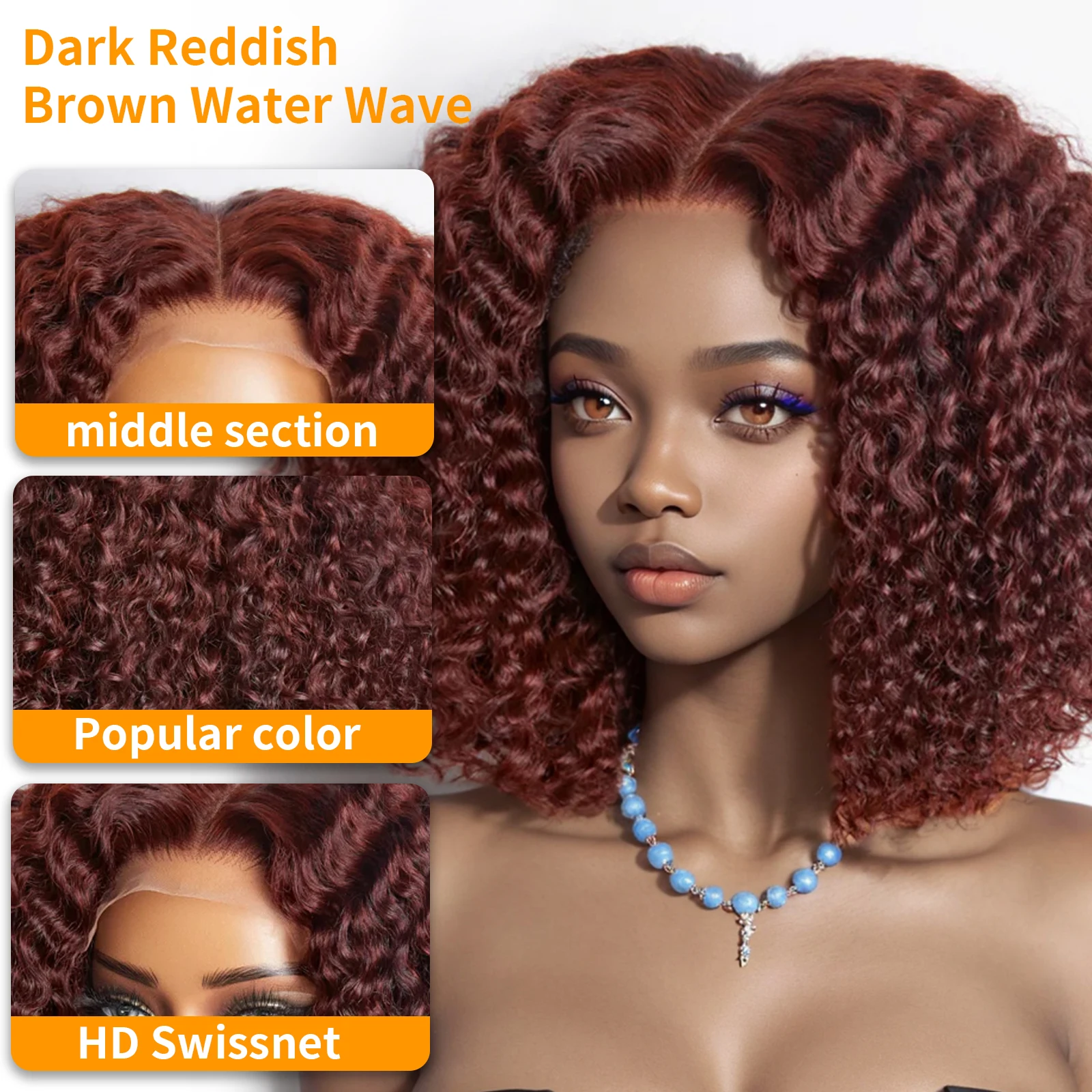 Peluca Bob rizada marrón de 10 y 12 pulgadas, onda profunda, corta, 5x5, encaje frontal, color 200 de densidad, marrón rojizo, Bob brasileño prearrancado