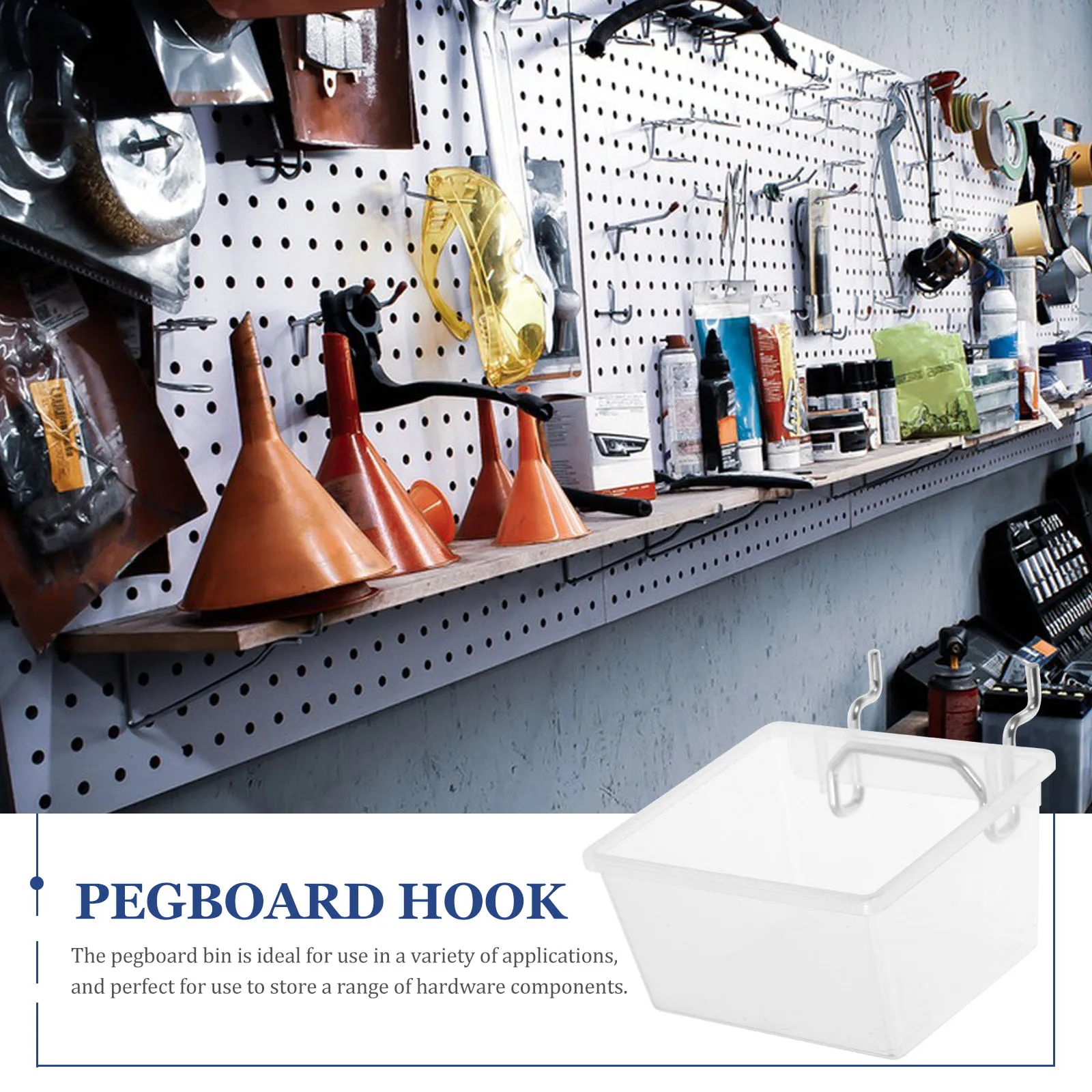 

Anti Static Storage Box Transparent Square Boxes with Support Hooks for Hardware Pegboard Bins Screw Storage Workshop Organizer