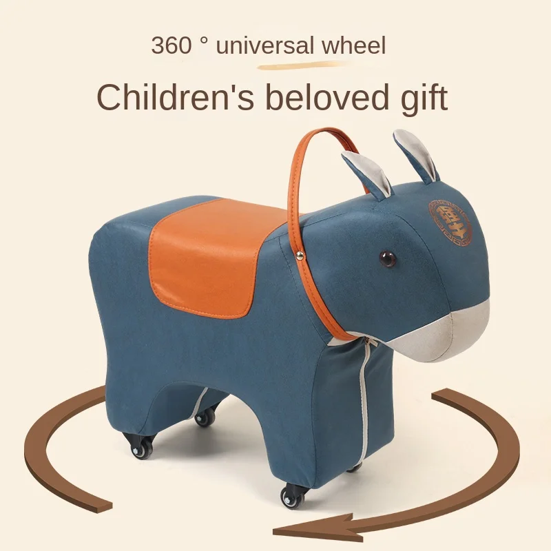 Little donkey pet stool shoe stool children mobile sedentary solid wood