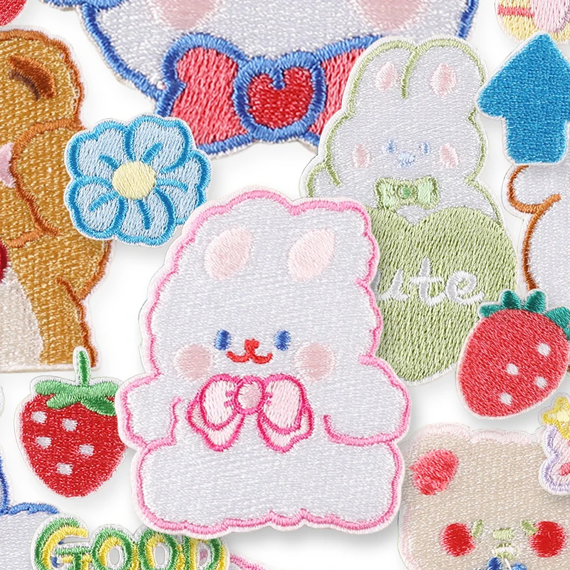 18 teile/los Tiere Bär Kaninchen Nette Selbstklebende Eisen Auf Patches Für Kleidung Kinder Gestickte Jacke Aufkleber Pack Stoff Nähen diy – Detail 4