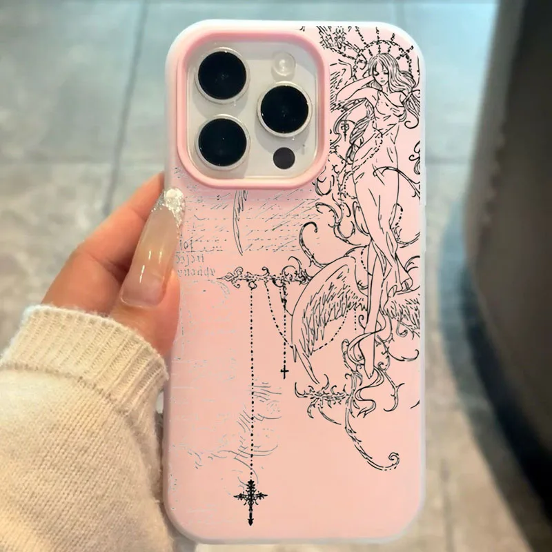 Gothic Angel Creative Phone Case for Samsung Galaxy A16 A15 A55 A35 A36 A56 S26 S25 S24 Ultra S23 S21 S22Plus Silicone TPU Cover