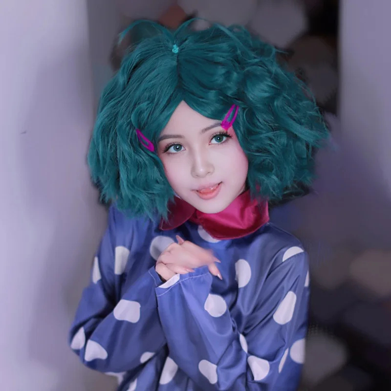 Parrucca cosplay natalizia corta blu per donna con separazione centrale da dentro e fuori 2 - Moomoo