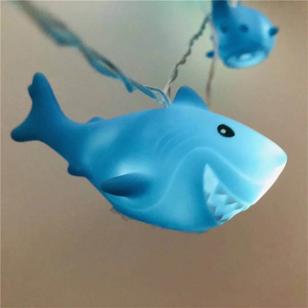 Cute Shark Holiday String Light USB or Battery Powered Hanging Bedroom Decoration Indoor Light for Christmas Baby,Children Gift