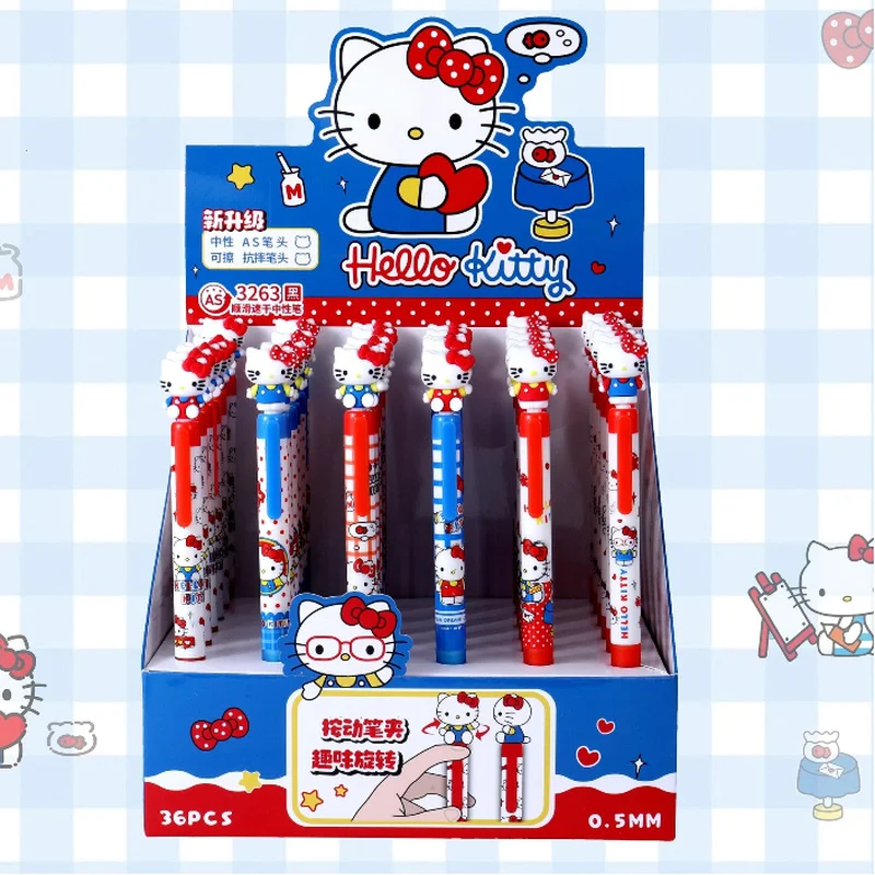 

6/36 шт. Гелевые ручки Kawaii Kitty с милыми колпачками-куклами, не забивающиеся чернила, 0.5 мм, для студентов, оптом