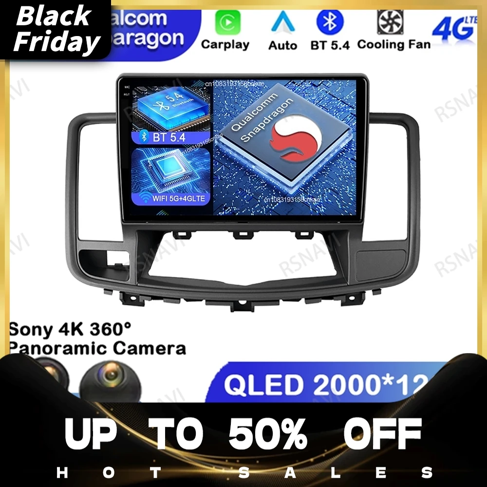 Android 15 For Nissan Teana 2008-2013 Autoradio Wireless Carplay Auto 5G WIFI Head Unit BT Stereo Viedo Player GPS Navigation