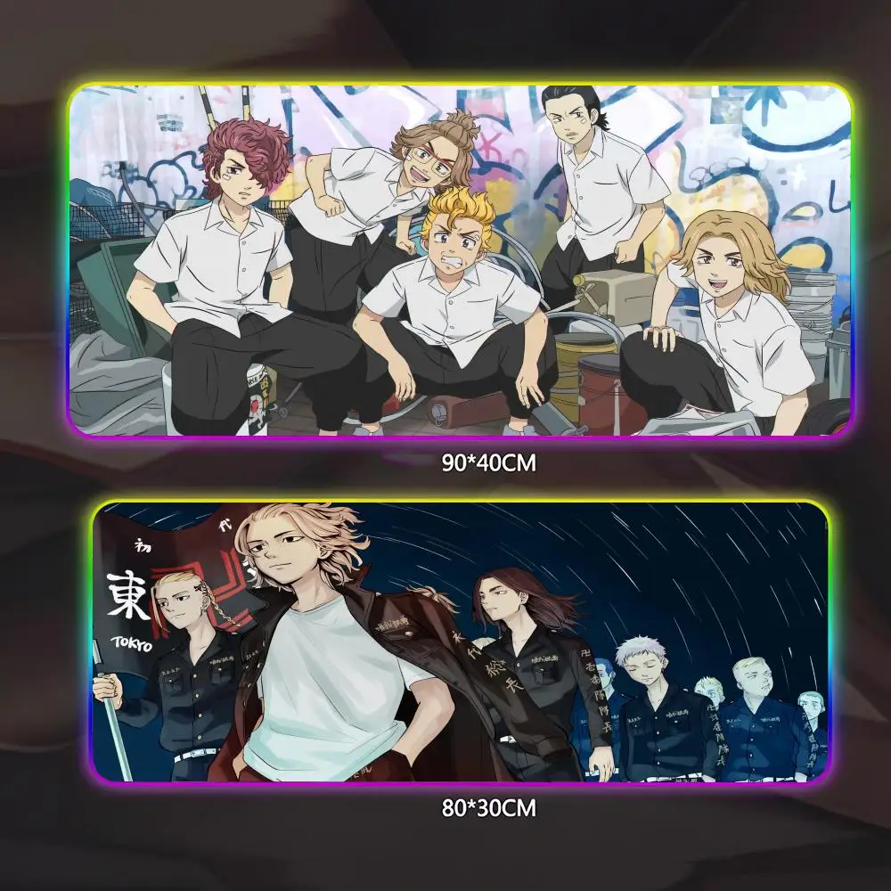 

Милый аниме Токио Мстители коврик для мыши геймер люминесцентный светодиодный коврик для мыши игровой стол Rgb настольный коврик клавиатура ПК коврик для мыши