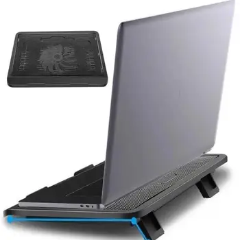 음소거 노트북 쿨링 베이스, 강풍 범용 태블릿 노트북 쿨링 패드, 14 인치 대형 선풍기 라디에이터 노트북 스탠드 노트북