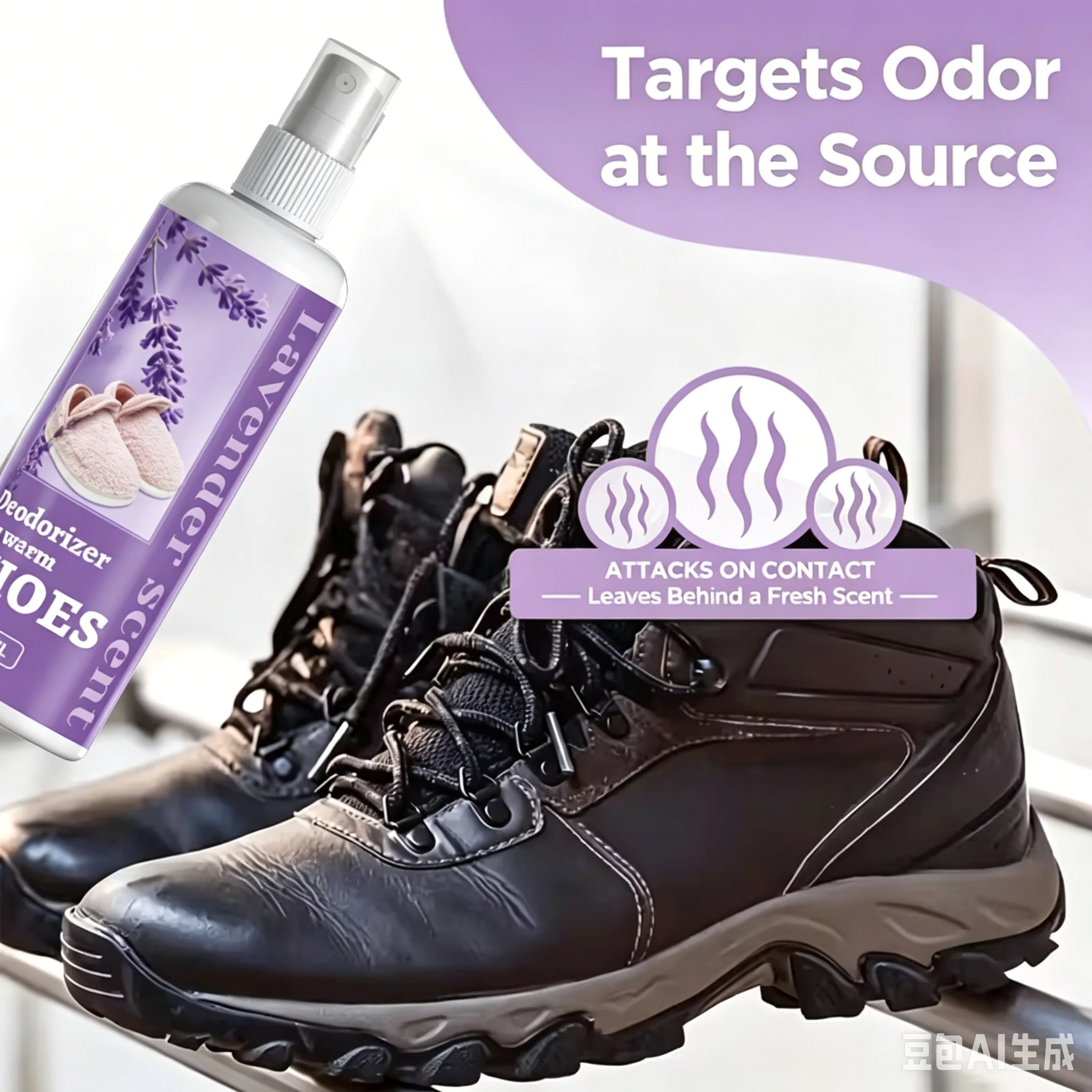 100ml Lavender Scent Shoe Deodorizer Spray Odor Eliminator For Shoes Socks Wardrobe Car Interior