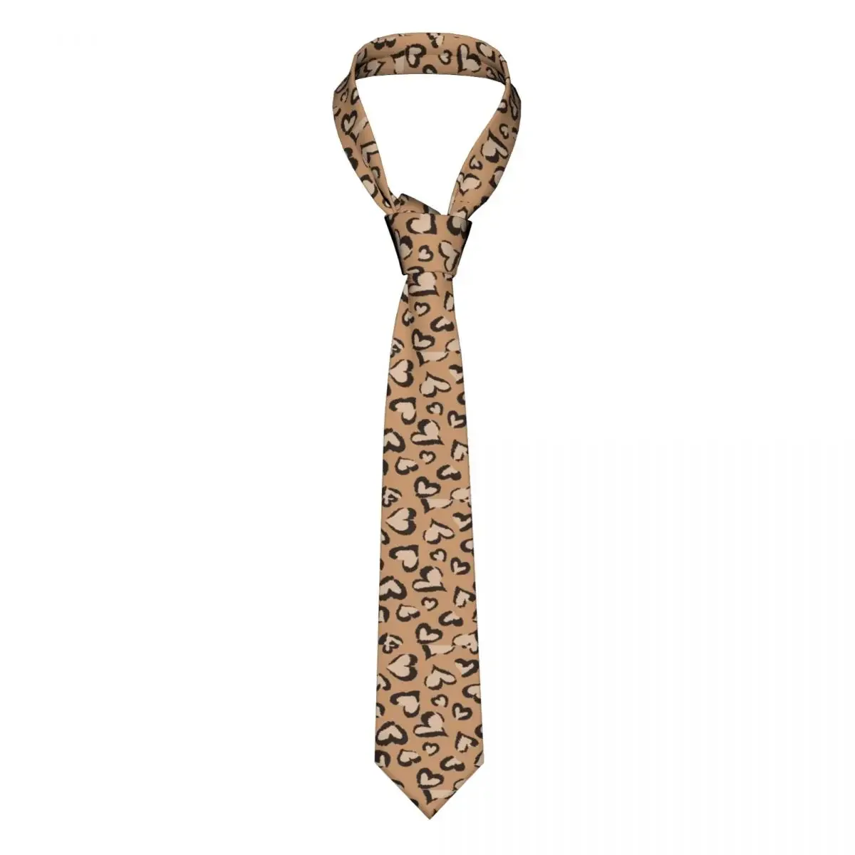 Leopard Brown Heart Necktie Men Women Skinny Polyester 8 cm Narrow Brown Neck Ties for Shirt Accessories Cravat Wedding Business