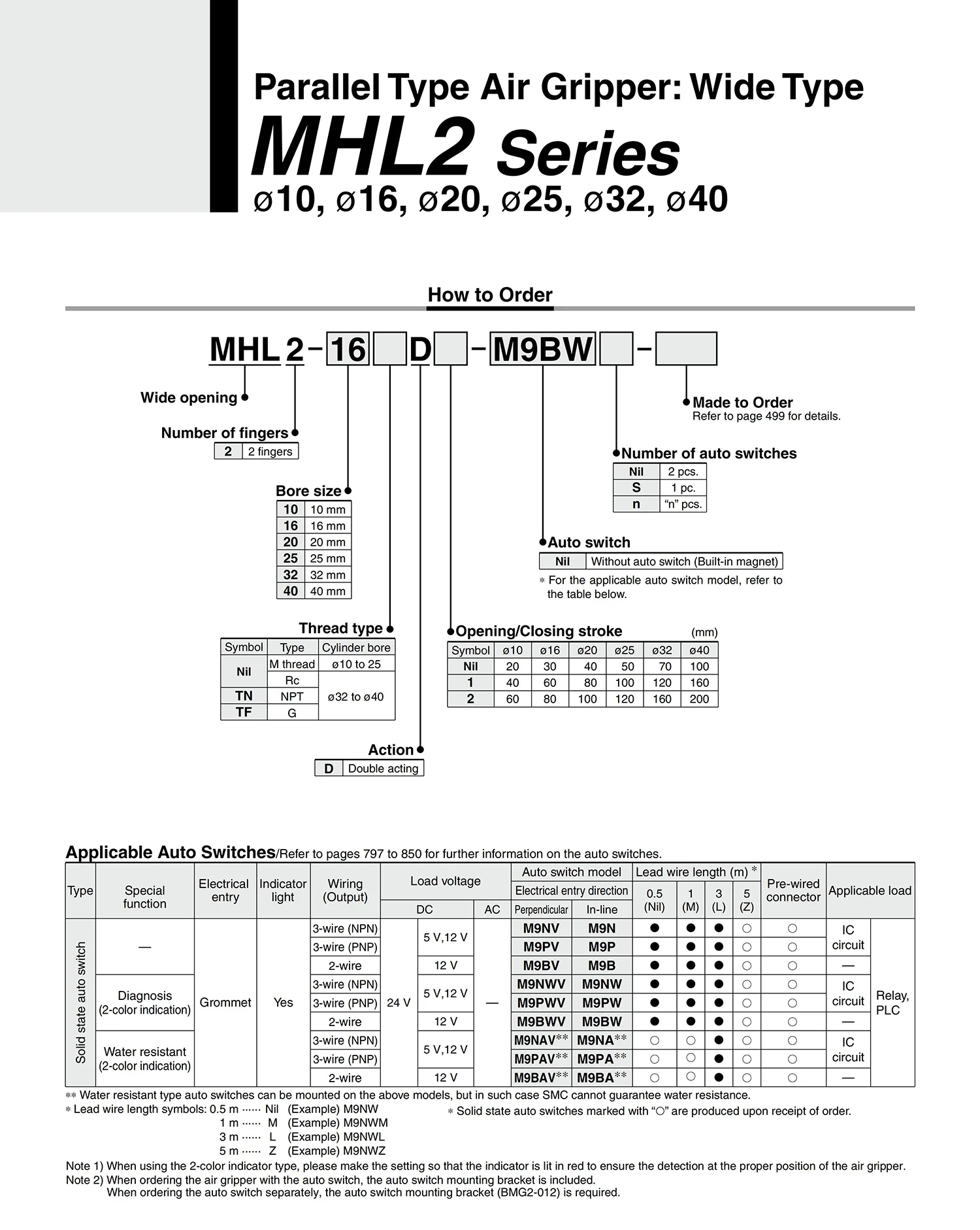 Parallel-Luftgreifer der MHL2-Serie, Bohrung 10/16/20/25/32/40 mm, MHL2-10D/16D/20D/25D/32D/40D, 2 Finger, pneumatische Luftgreifer – Detail 9