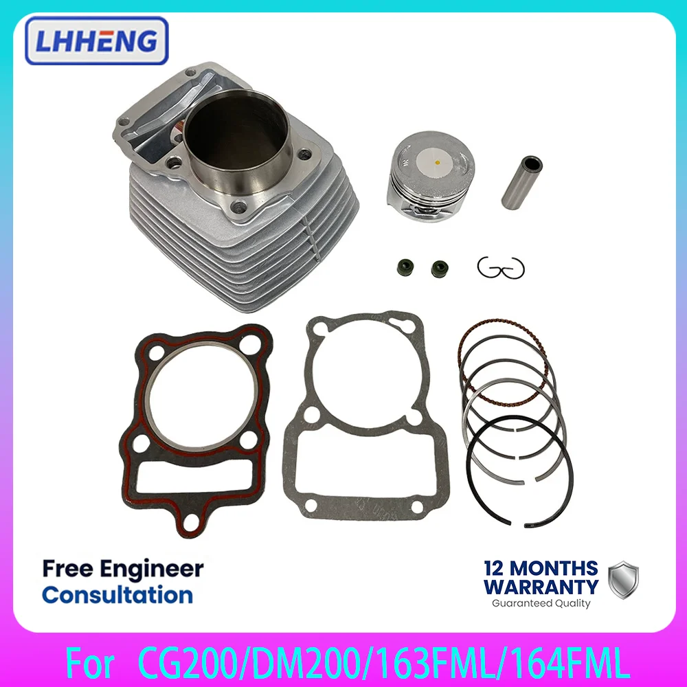 Cylinder Piston Kit For CG200 DM200 163FML 164FML 63.5mm Air Cooled Top End Rebuild Motorcycle Engine Parts