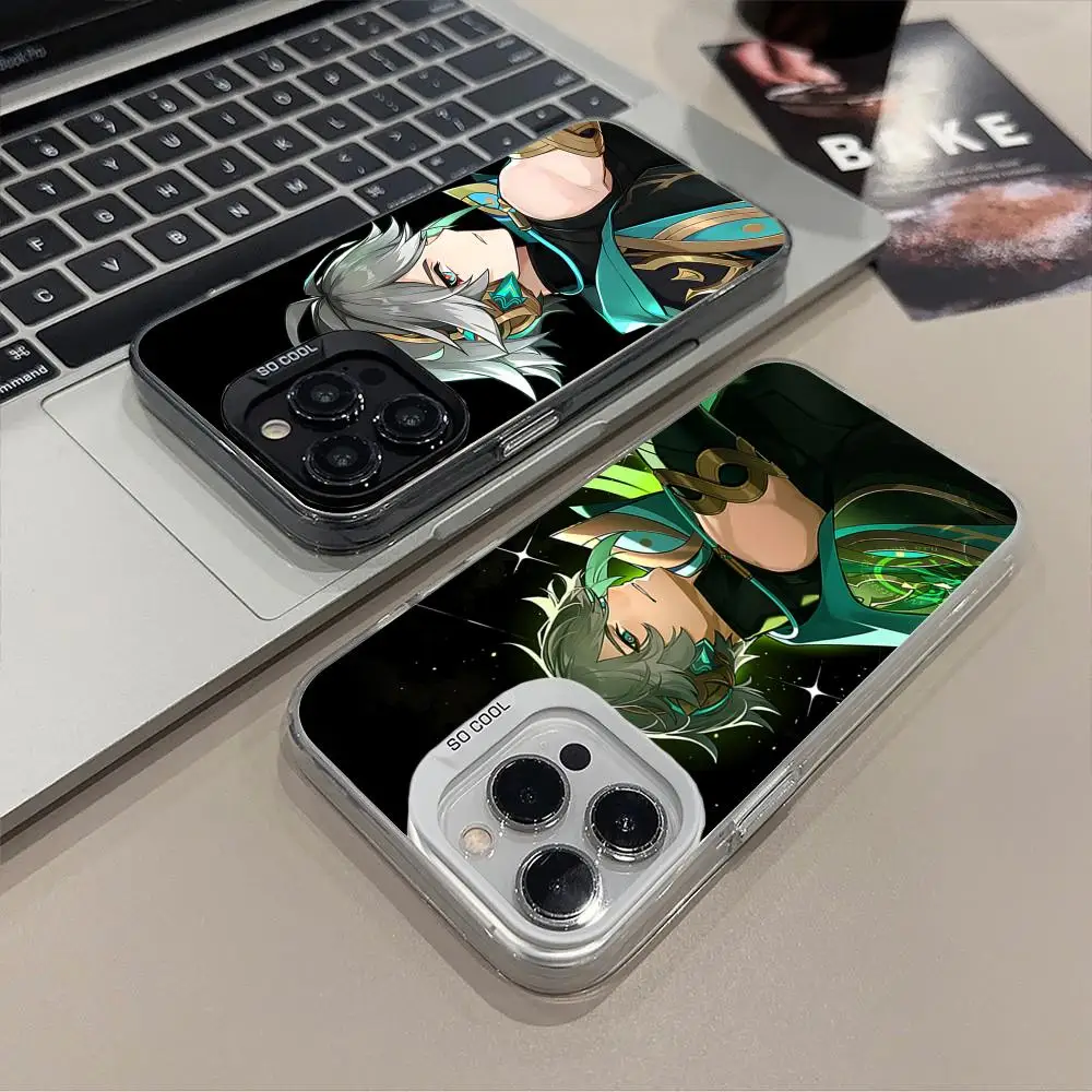 

Game GI Alhaitham Mobile Phone Case for iPhone 17 16 15 14 13 12 11 X XR XS 8 7 Air Pro Max Plus Translucent Colorful Cover