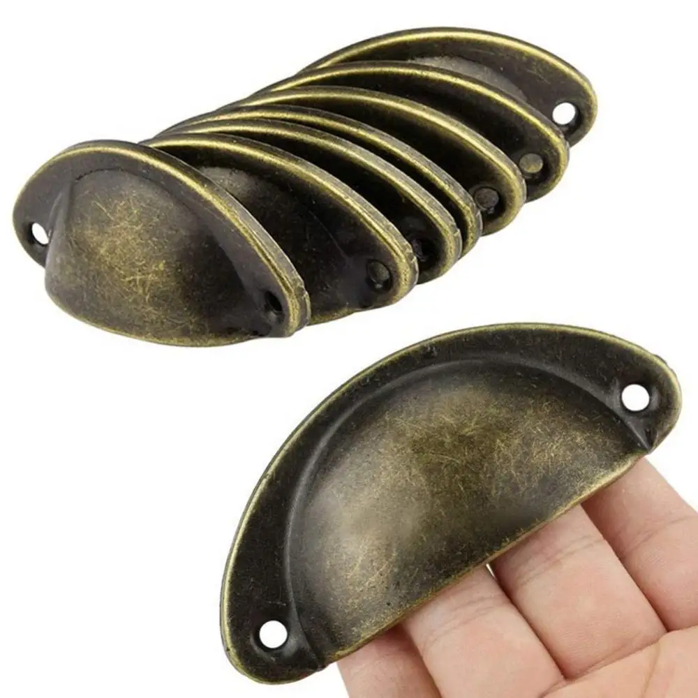 Handle Pull Handle 2Pcs Hardware Iron Knob Cabinet Pull 12Pcs/Set Art Vintage Shell Shaped Metal Handles Door Drawer Wardrobe Kn