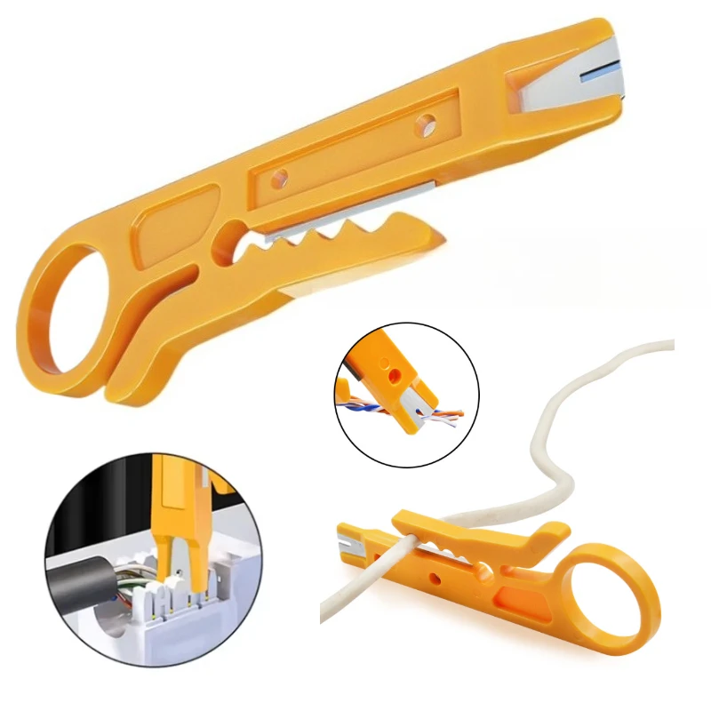 1pcs Portable Mini Wire Stripper Knife Crimper Pliers Crimping Tool for Network Wire Cable Line Tool Wire Stripper Knife
