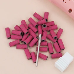 3mm Mini Nail Sanding Bands -#120 #180 #240 Stainless Steel Nail Drill Bits Mandrel Electric Manicure Accessories Pink
