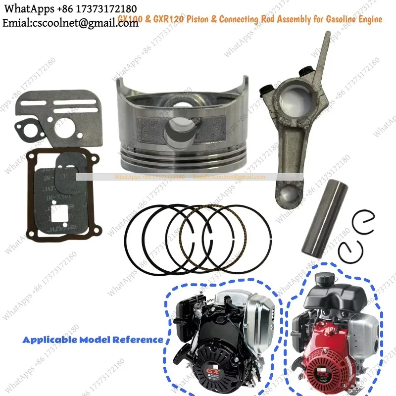 Connecting Rod Piston Assembly Replacement Compatible for Honda GX100 GXR120 4-Stroke Engine with Piston Rings