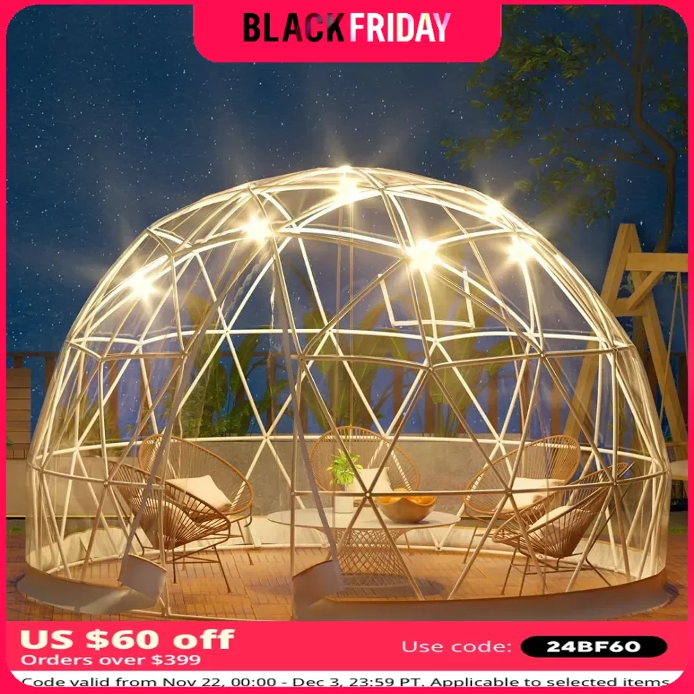 Bubble Tent Domes with TPU Cover and Garden Dome Mesh, Waterproof Garden Dome Tents, 9.5 ft Upgraded Geodesic Dome Clear Tent