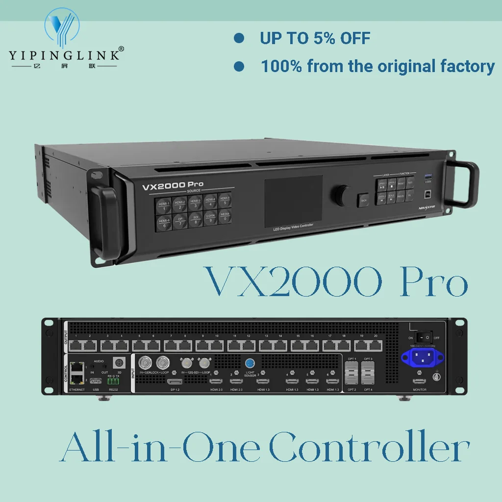Novastar VX2000 Pro All-in-One Controller พร้อมพอร์ตอีเธอร์เน็ต 20 พอร์ตสําหรับจอแสดงผล LED เช่ากลางแจ้งในร่มขนาดใหญ่