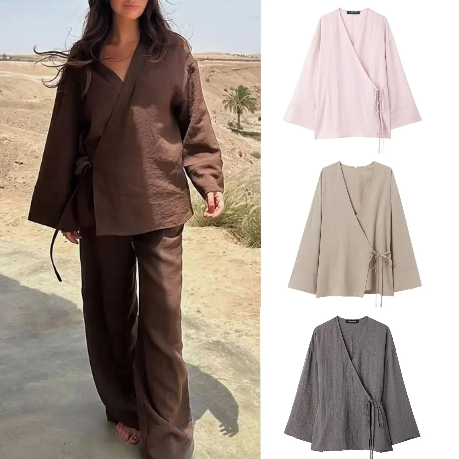 

European and American Women's Clothing Coat Pants Set