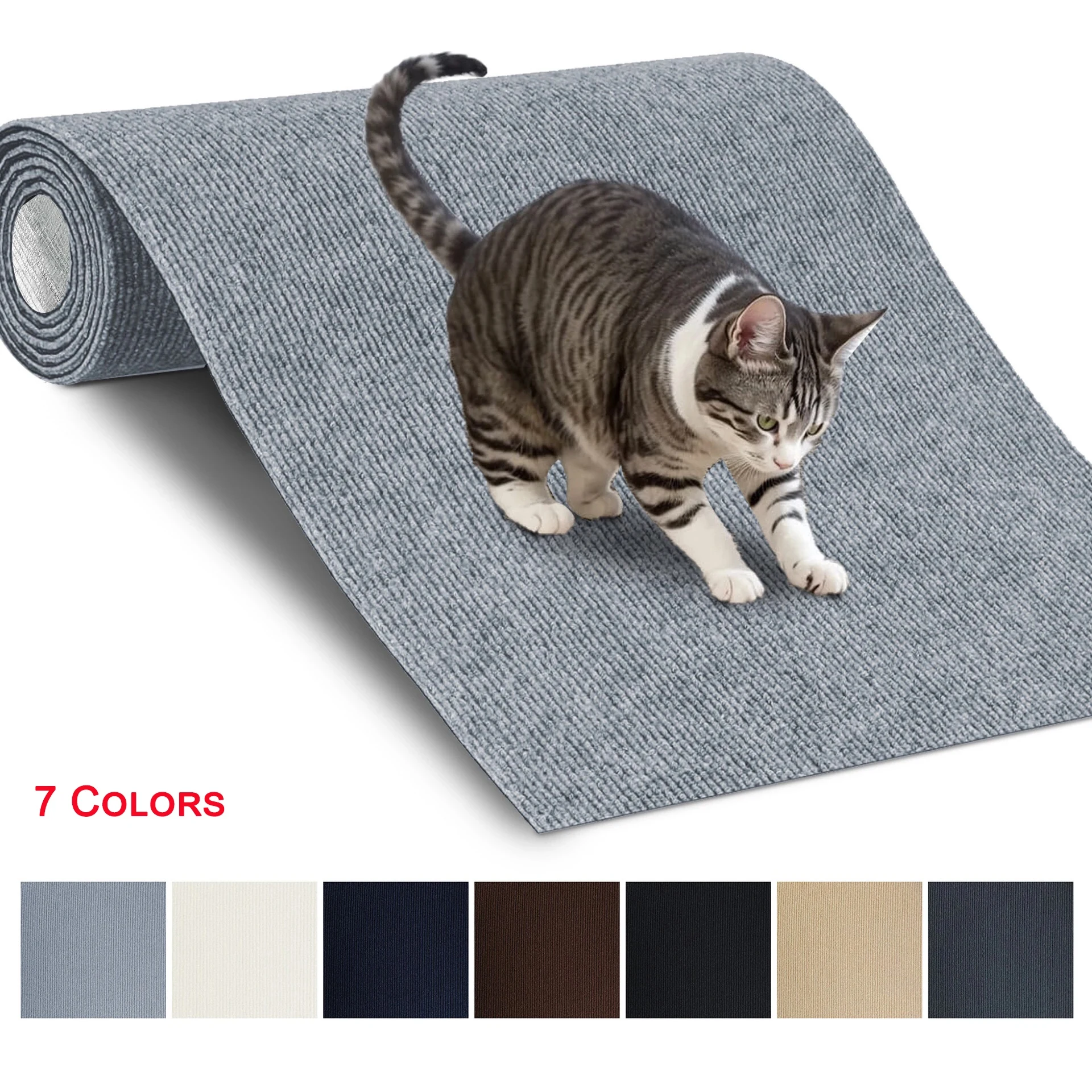 Self-Adhesive Cat Scratch Carpet Mat, Cut-to-Size Furniture Protector, Durable Scratching Pad for Sofas, Walls and Cat Trees