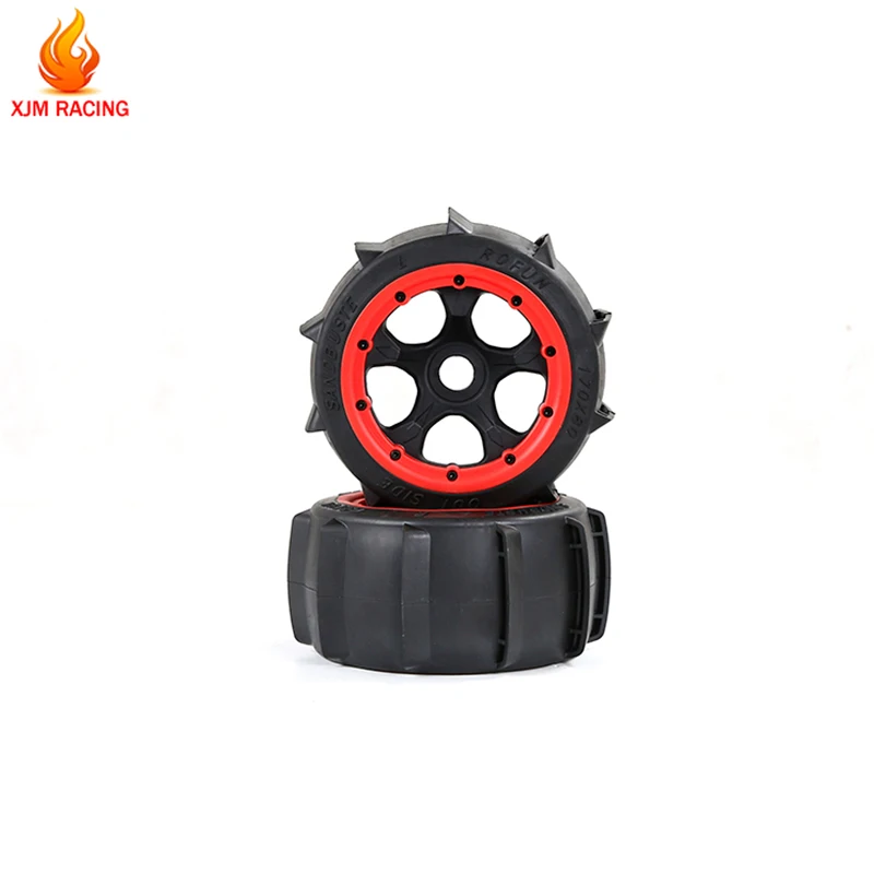 ゴム砂砂漠タイヤ前面または後輪タイヤ2ピース/セット1/5 hpiためrofun baha king motor rovanバハ5B ss rcカーレース部品