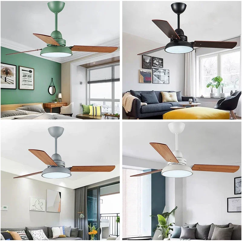 Nordic LED Ceiling Fan Lamp Roof Lighting Fans Remote Controller Modern Wood Ventilator Dining Room Bedroom Living Kitchen