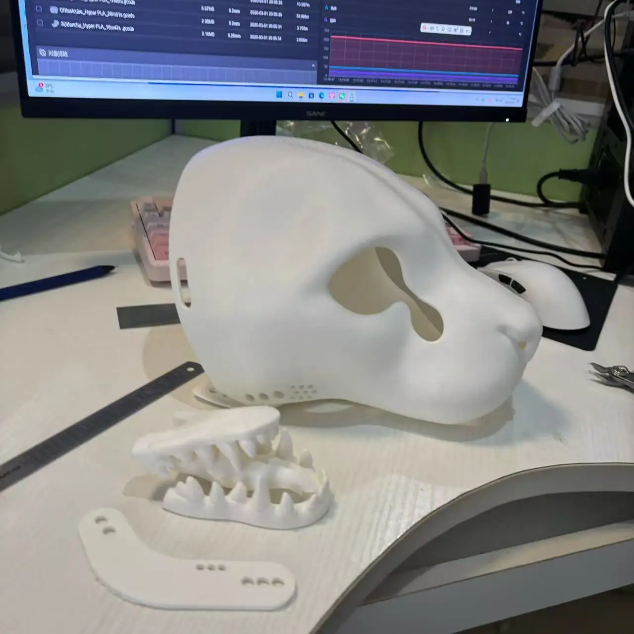 Realistic Base Mask Leopard Skull Movable Jaw Small Feline Realistic Animal Suit Skull Furry 3DPrinting DIY Anime Accessories