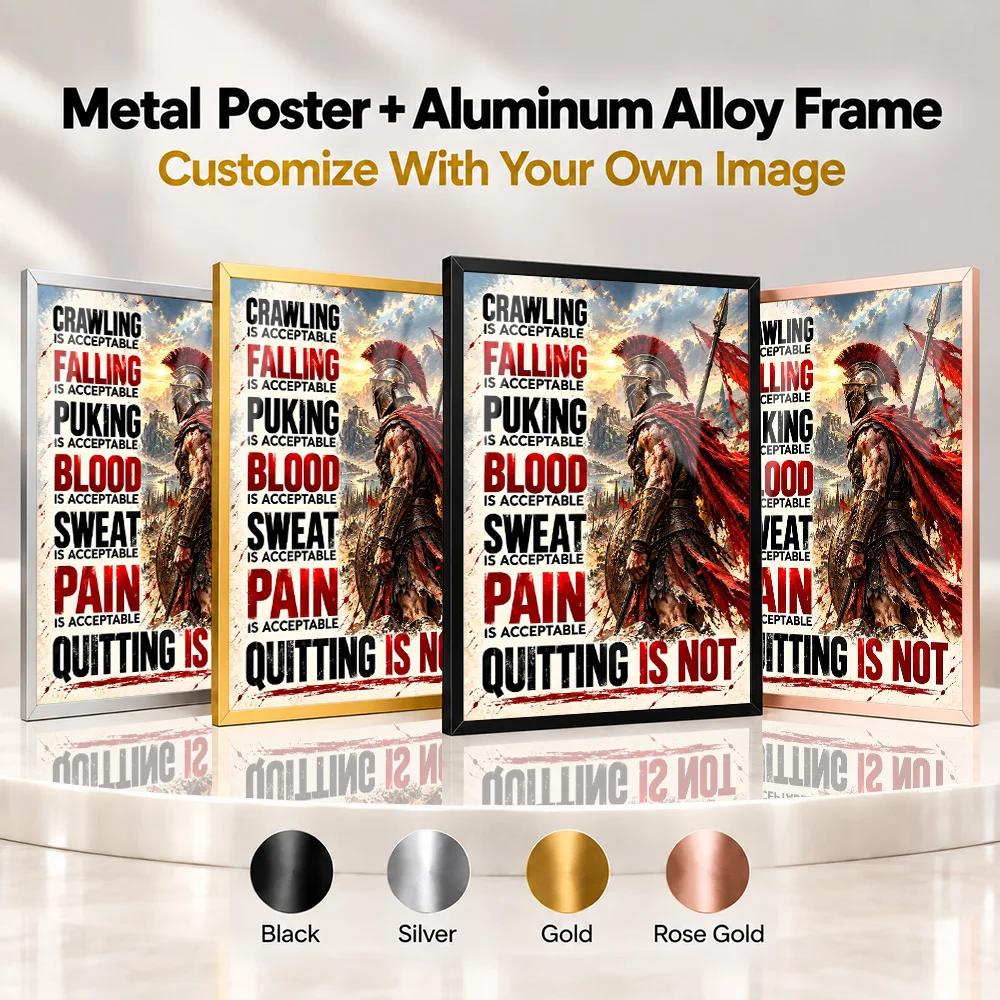 Spartan Warrior Motivational Metal Poster With Aluminum Alloy Frame Customized Inspirational Lettering Wall Art For Home Office