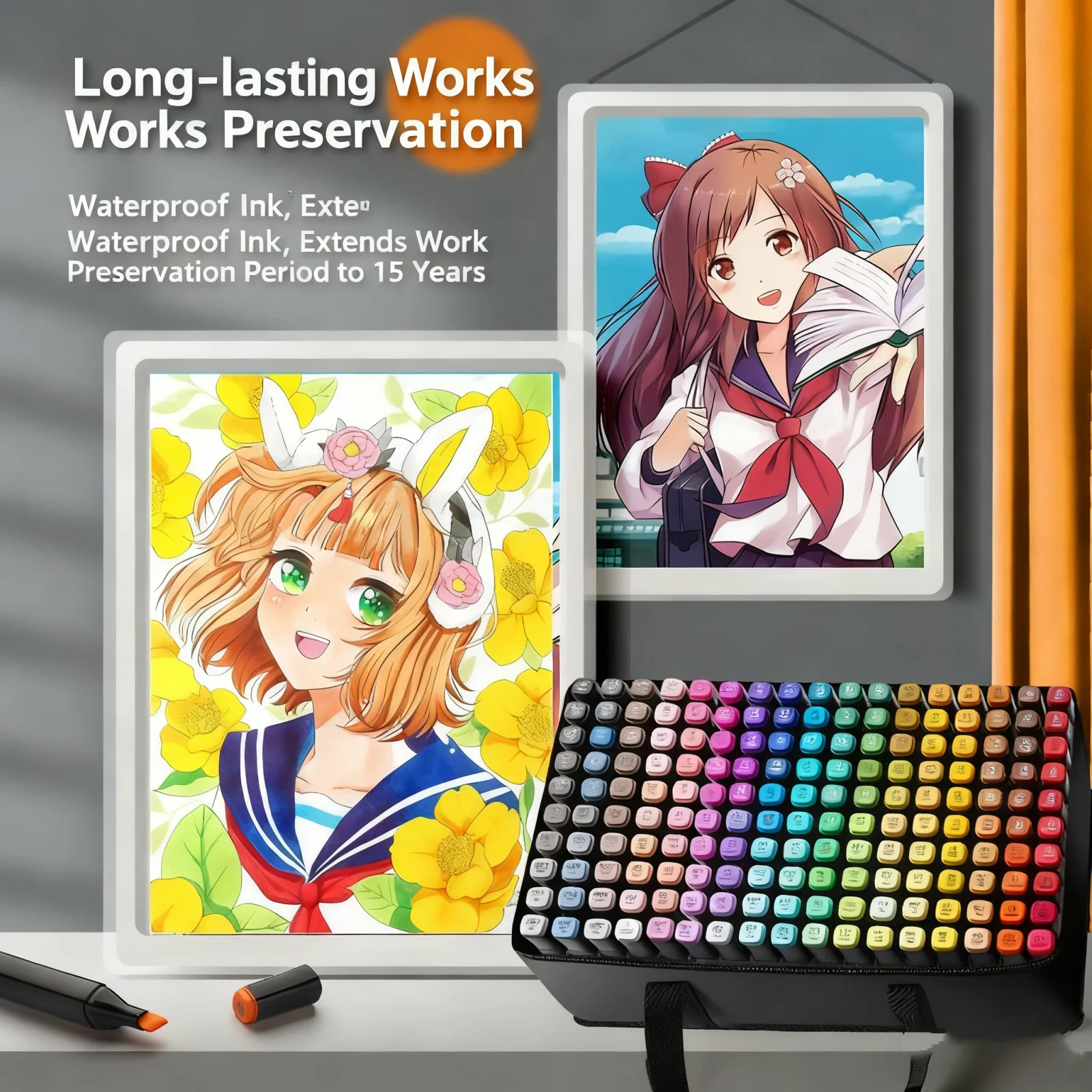 24/36/48/60/80/120 لون طرف مزدوج أقلام تلوين دائمة لرسم اللوحة رسم كاريكاتير تصميم اللوازم المدرسية