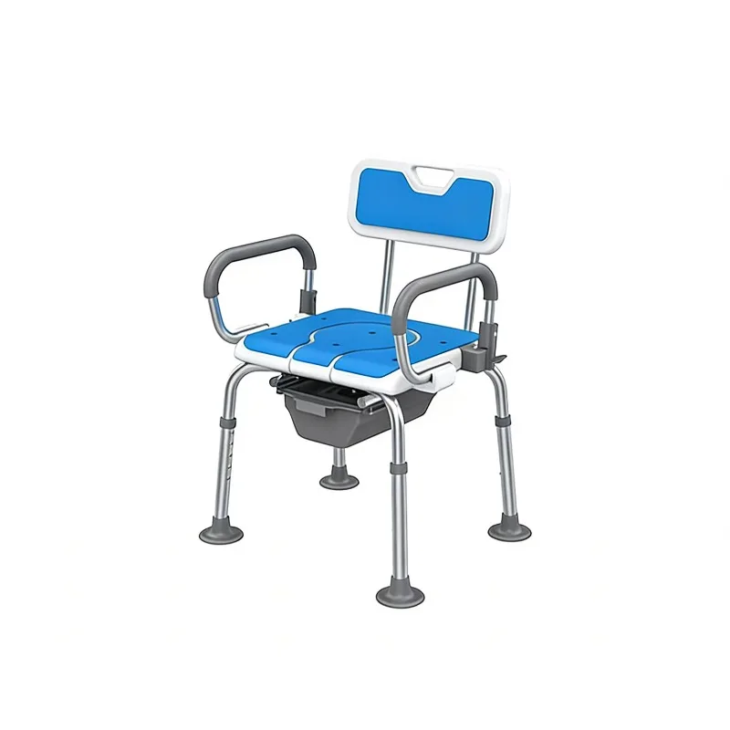 

3-in-1 Height-adjustable Durable Lightweight Aluminum Modern Commode Shower Chair Anti-slip High Weight Capacity Elderly