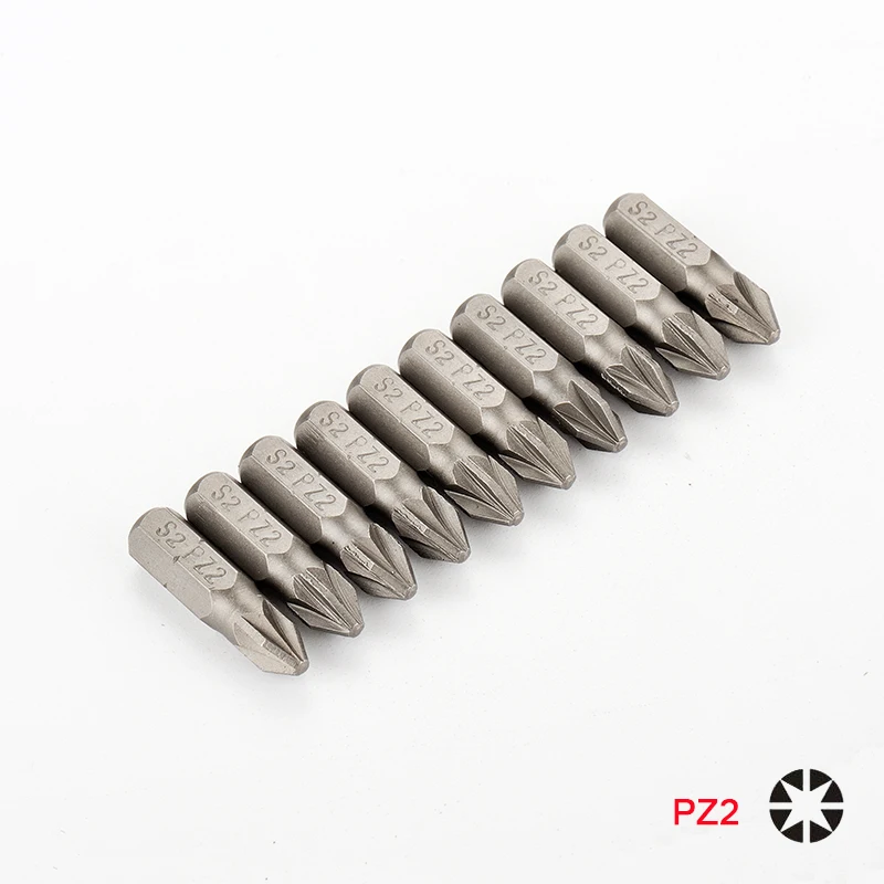 10pcs PZ0 PZ1 PZ2 Pozi Screwdriver Bits 1/4\