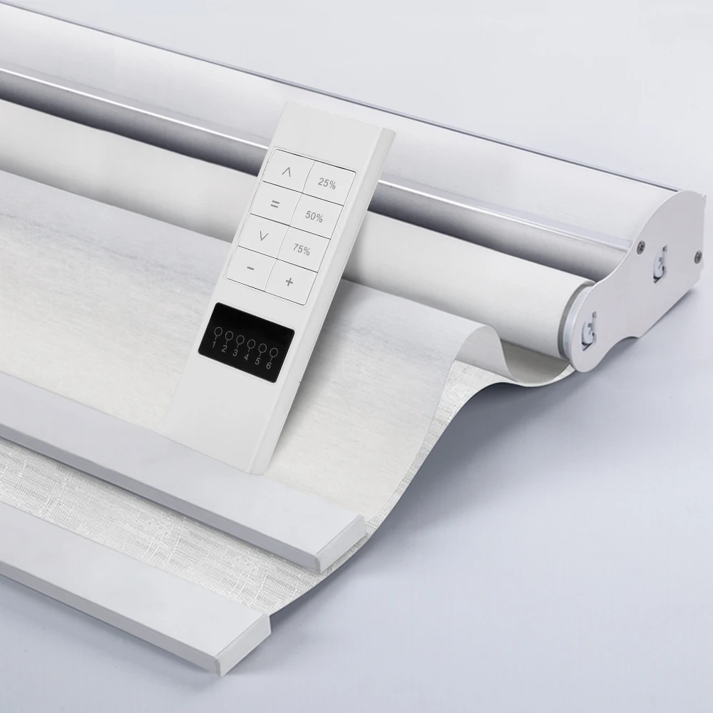 

Customizable：ZSHINE Window Blinds Double Layer Motorized Roller Blinds Full Blackout Jacquard Roller Blinds Fabrics Work with Al