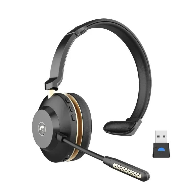 Latest 2024 model One Ear Bluetooth Headset with Noise Reduction Team Skype Zoom Strong Battery Headphone For March Expo