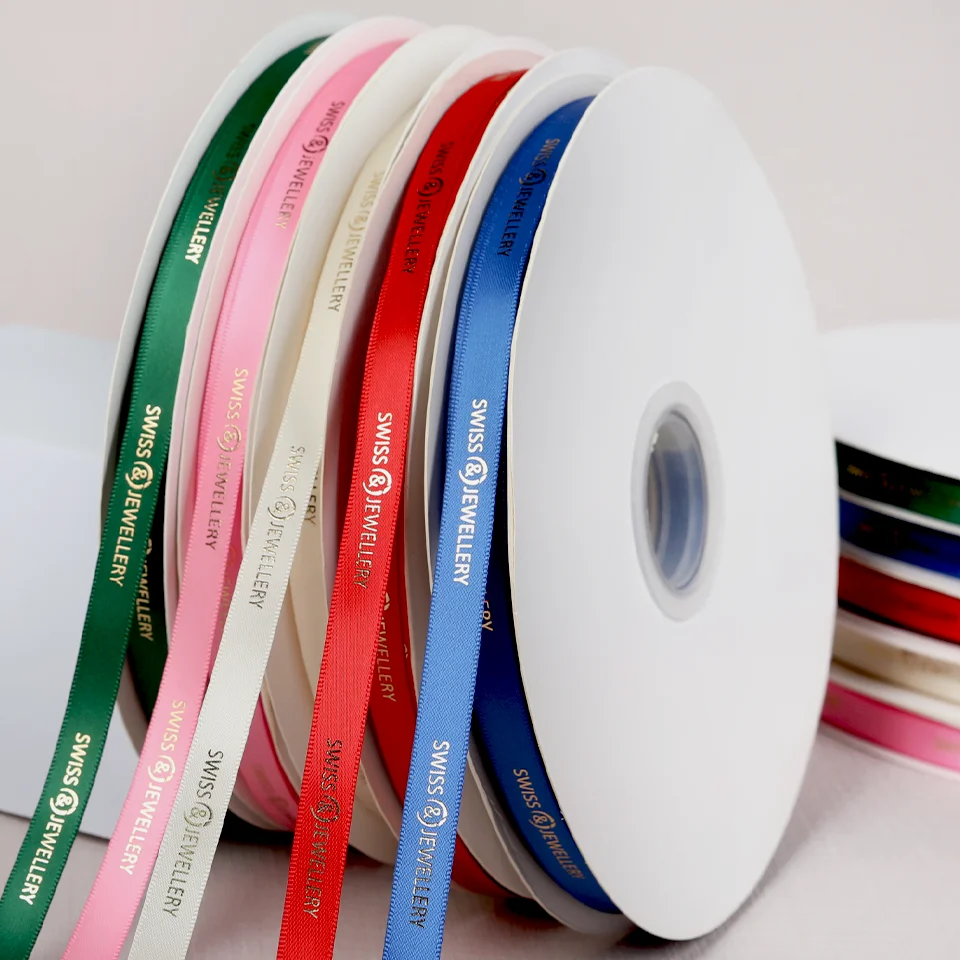 

Custom Logo Color Print Christmas Gift Ribbon decoration Roll Craft Decor Wire Festival Grosgrain with Wire Edged Satin Ribbon
