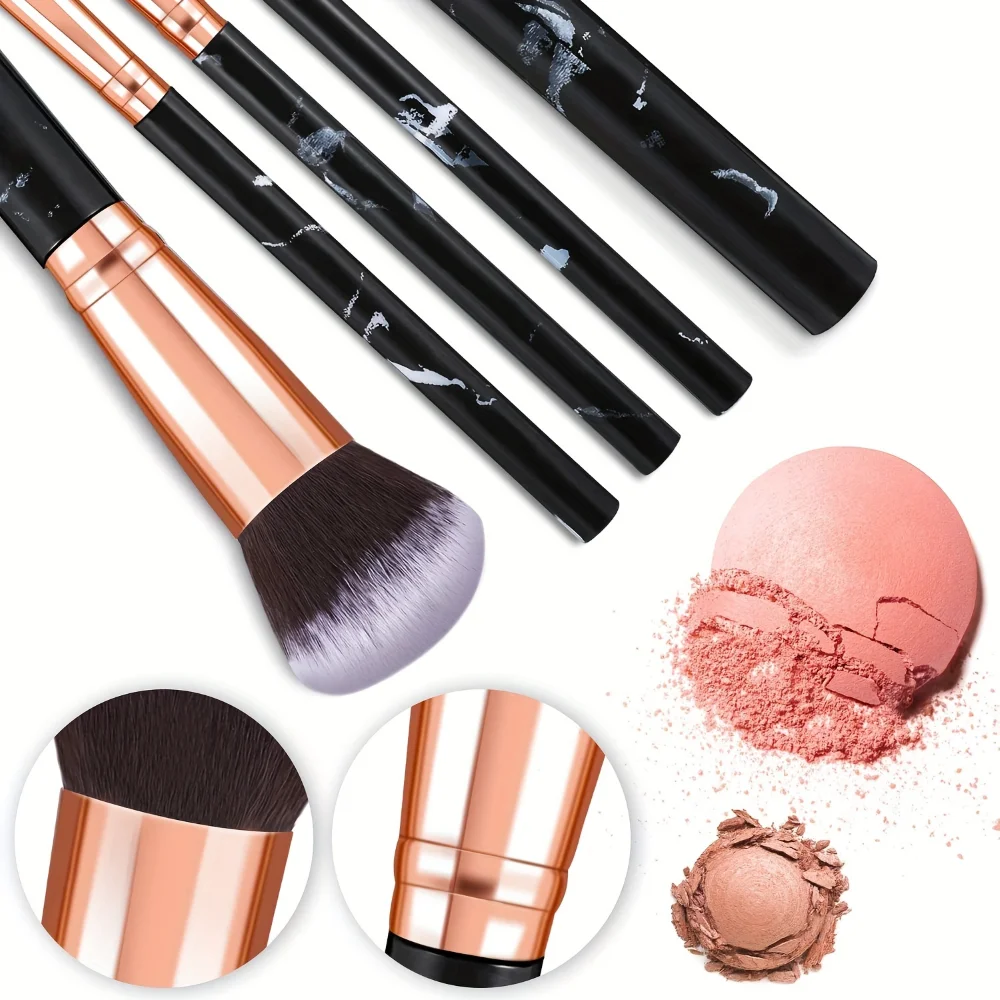 Makeup Brushes Set 10pc Marble Makeup Brush Professional Cosmetic Powder Eye Shadow Foundation Blush Blending Travel Beauty Tool