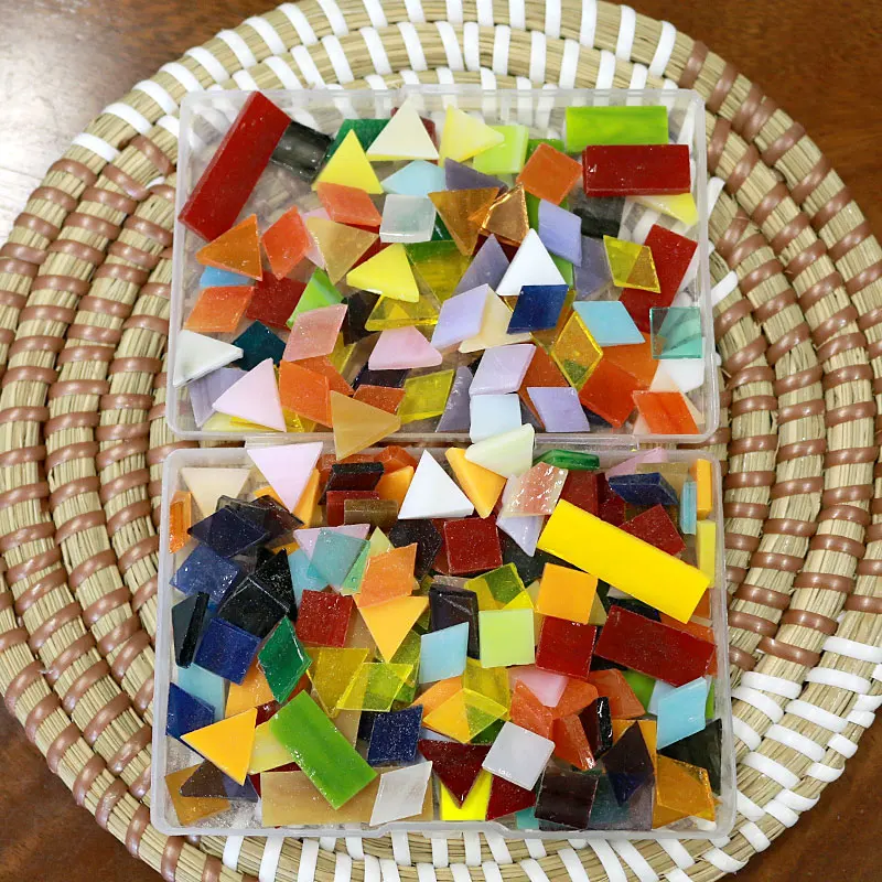 Mosaic Tiles Stained Glass Mosaic DIY Handmade Coaster Mosaic Puzzle Making Art Wall Decoration Supplies Mixed arte