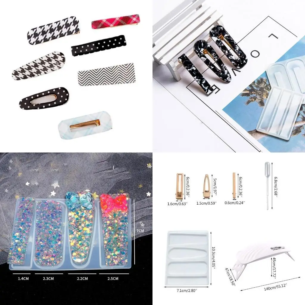 

J78F Инструменты для УФ-литья Смола Заколки для волос Набор форм для литья DIY Ремесла Изготовление ювелирных изделий