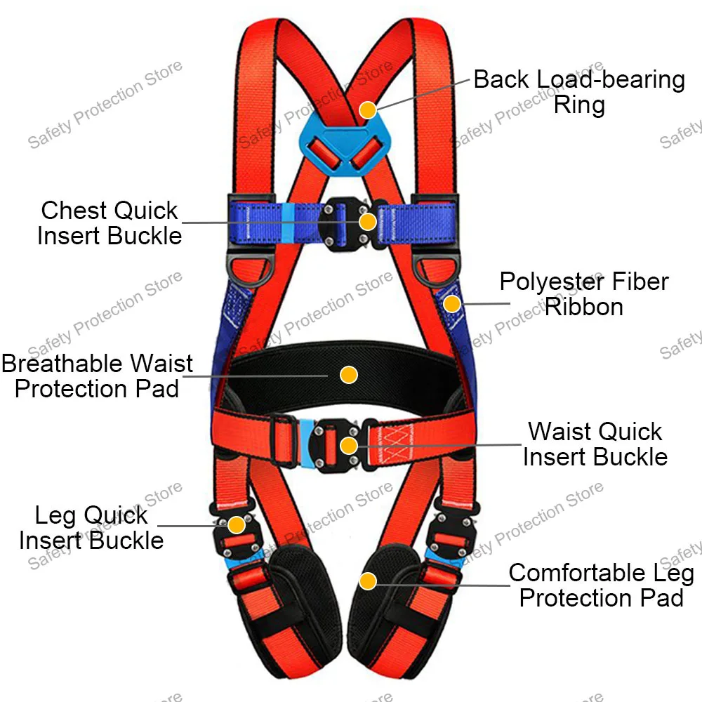 Imagem -04 - High Altitude Work Safety Belt Full Body Safety Harness Outdoor Rock Climbing Training Protective Equipment Corda Point