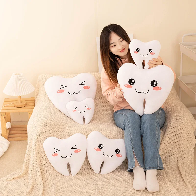 20-40CM Lovely Simulation Tooth Plush Toys Cute White Teeth Stuffed Soft Pillow Funny Sofa Cushion Decor Gift For Children kids