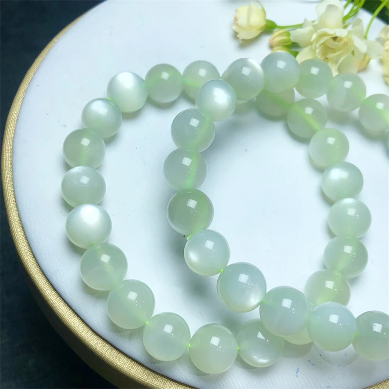 Natural Green Moon Stone Bracelet Women Healing Gemstone Crystal Strand Bangles Lovers Jewelry Gift 1PCS 8/9/11/12mm