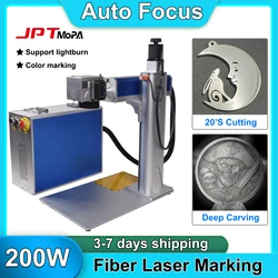 Auto Focus Fiber Laser Marking Machine 200W JPT Mopa Fiber Laser Engraving Cutting Jewelry Gold Silver Metal 100W Laser Engraver