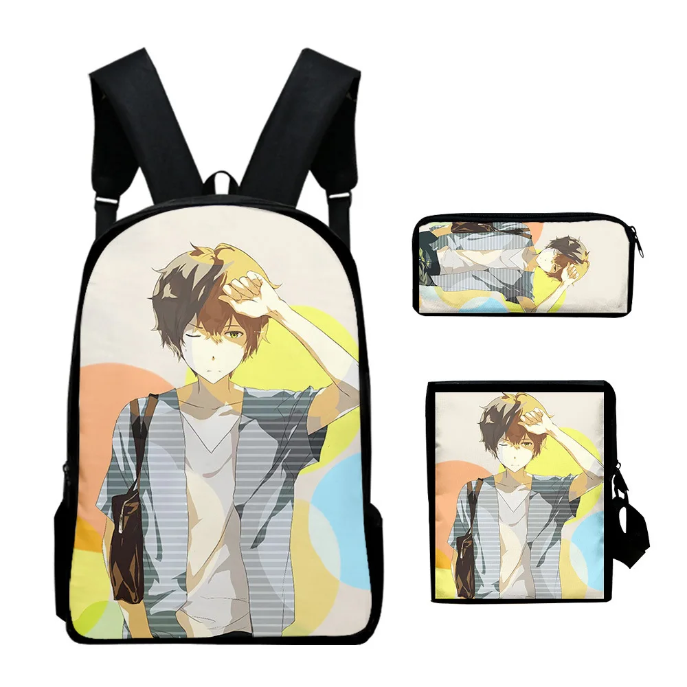 

Trendy Popular Novelty Hyouka 3D Print 3pcs/Set pupil School Bags Laptop Daypack Backpack Inclined shoulder bag Pencil Case
