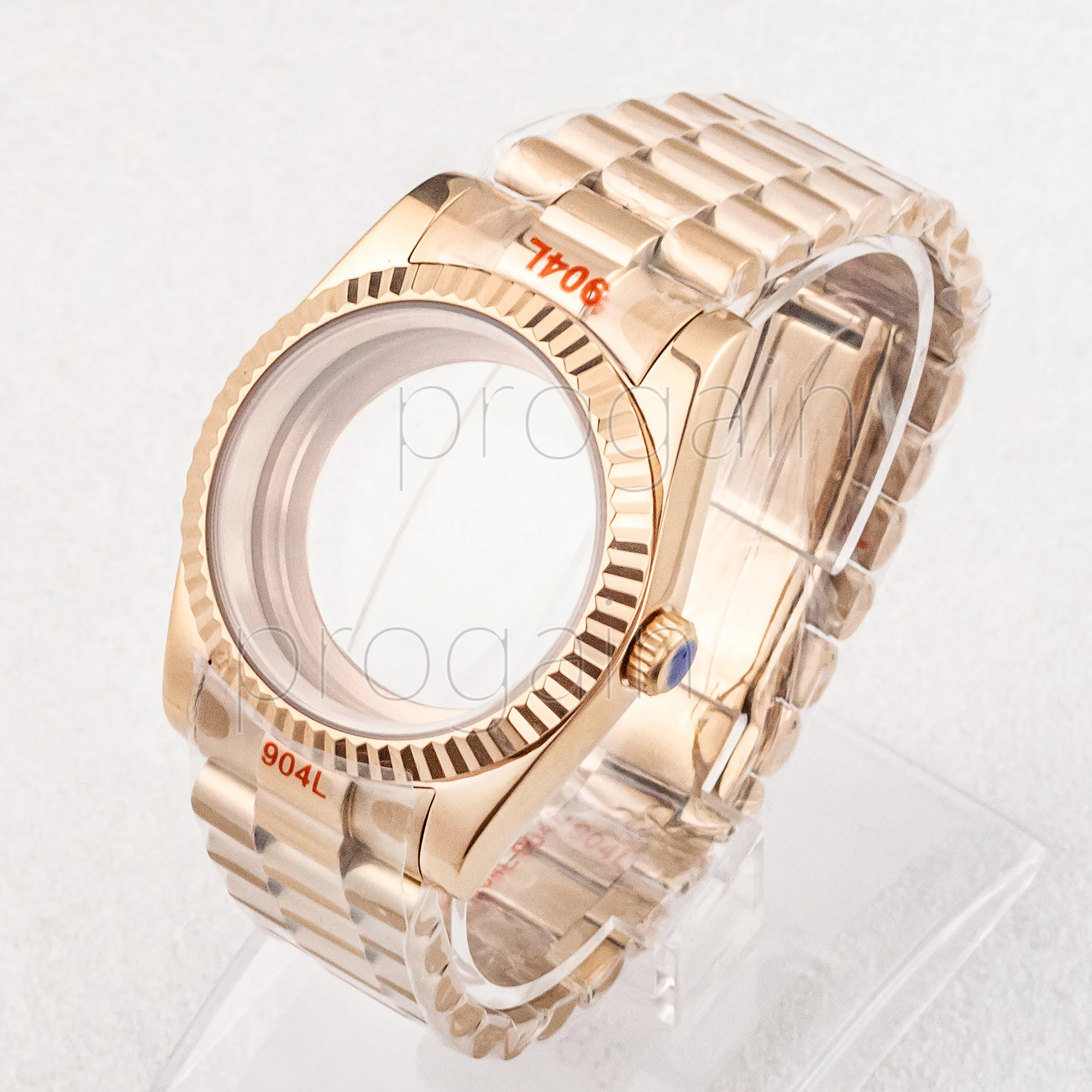 

NH35 NH36 Case Stainless Steel Case President Strap Rose Gold Mod Watchcase Sapphire Glass fit NH35 NH36 Movement Datejust Parts