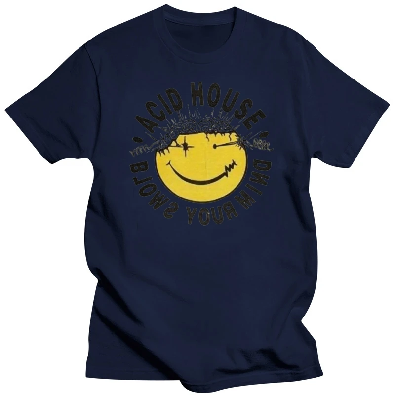 ACID HOUSE BLOWS YOUR MIND MENS T SHIRT RAVE PARTY TECHNO DRUM AND BASS