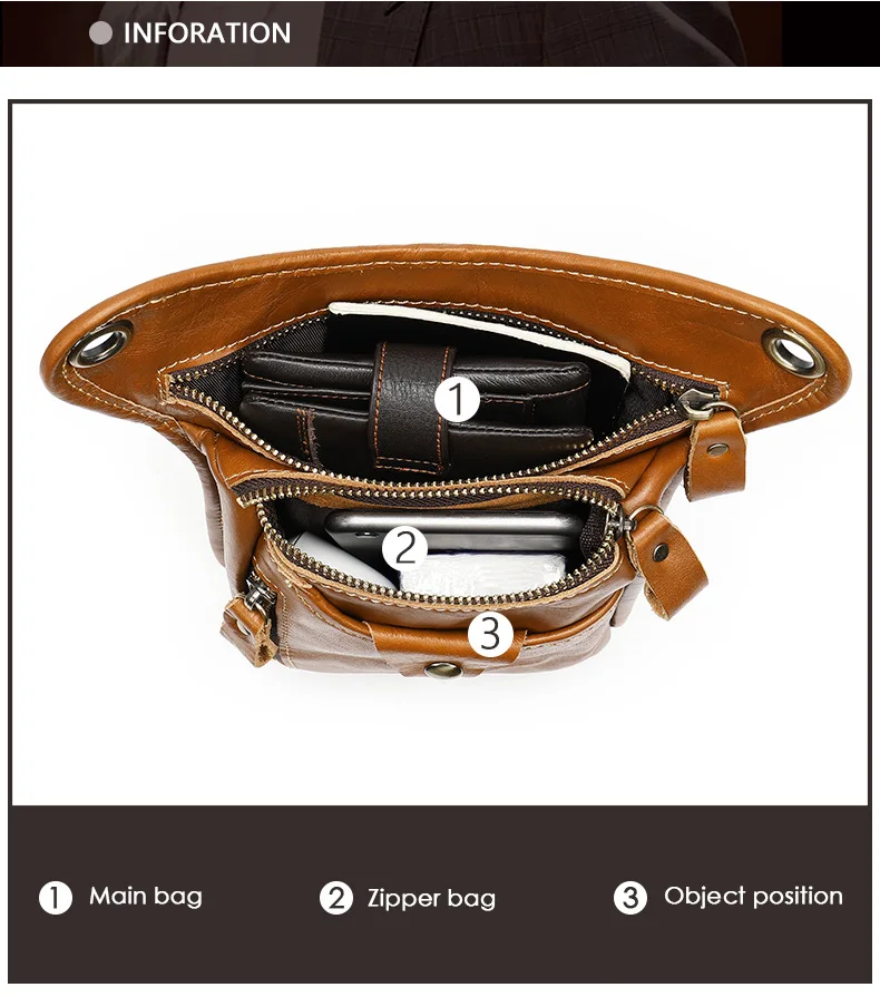 Men Genuine Leather Waist Packs Fanny Pack Belt Bag Phone Pouch Mini Travel Chest Bag Male Small Crossbody Bag Leather Pouch