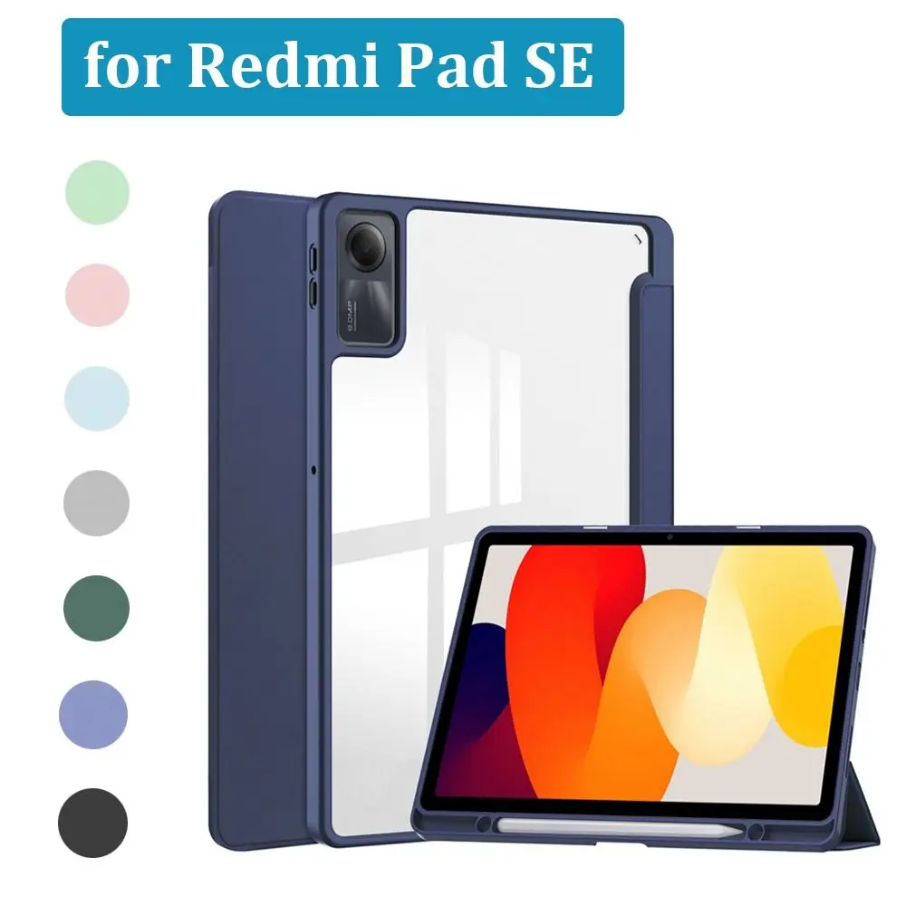 

Auto Sleep/Wake 11 Inch Tablet Case Tri-Fold Stand with Pencil Holder Protective Shell Hard Shockproof for Redmi Pad SE